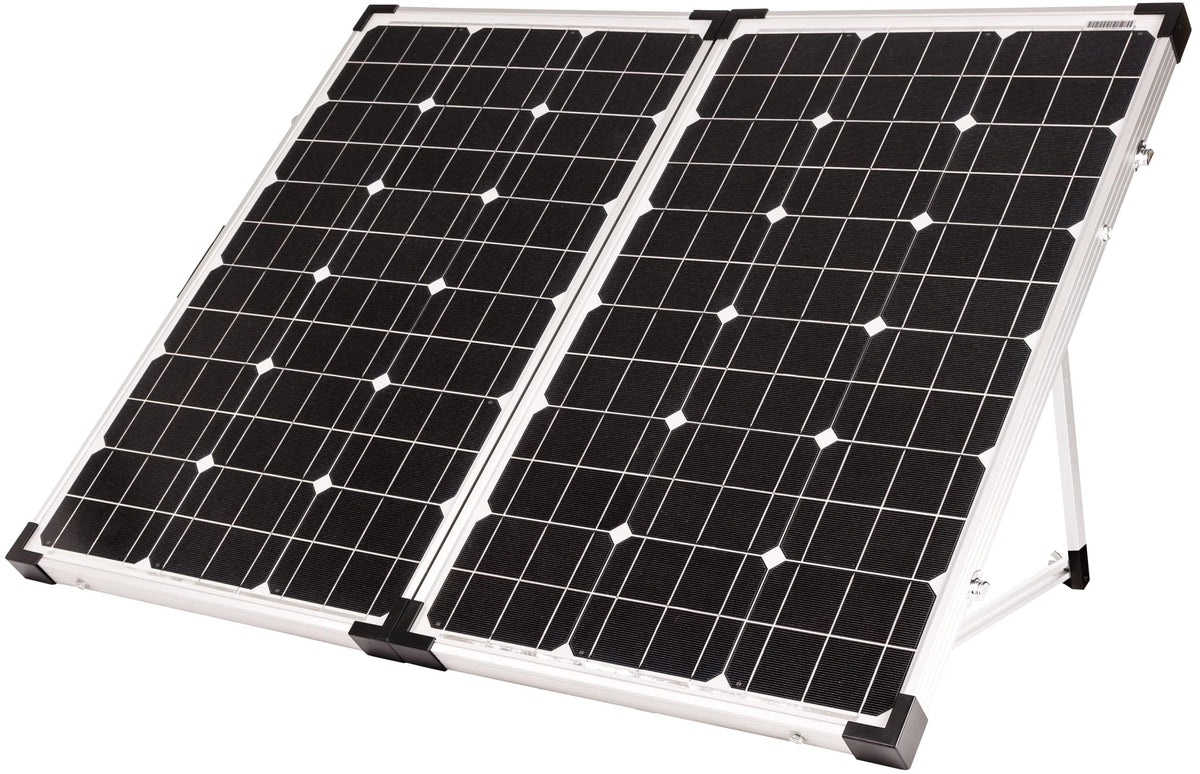 Go Power GP-PSK-130 130W Portable RV Solar Panel Kit - Folding Solar Panels with 10 Amp Controller, Adjustable Legs, Battery Clamps, Nylon Case for Camping, Boat & Off-Grid Use