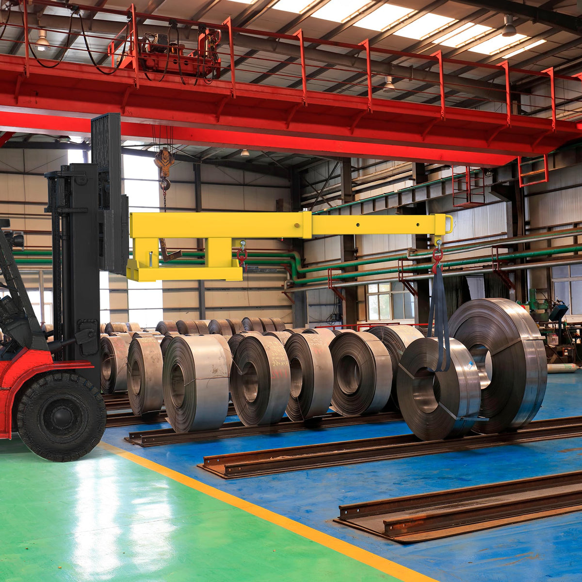 YITAMOTOR Fork Mounted Telescoping Crane Jib Boom 5500lb Lift Capacity, Manual Telescopes 31in-79in for Warehouse or Factories
