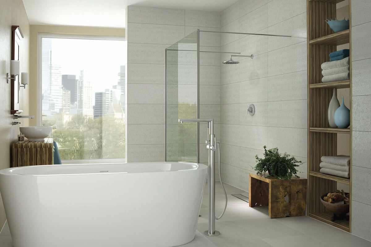 Moen Freestanding Tub Filler Single Riser Floor Mount Bracket & Water Valve Joist Mounting Kit, TS50100
