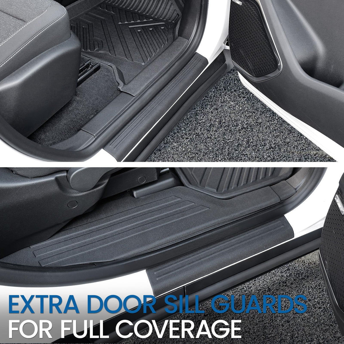 JOULARISE Floor Mats Set for 2024-2026 Chevy Traverse & 2024-2026 GMC Acadia & 2025-2026 Buick Enclave, Only for 7 Seats Captain Chairs, All Weather TPE Cargo Liner Door Sill Guards Accessories