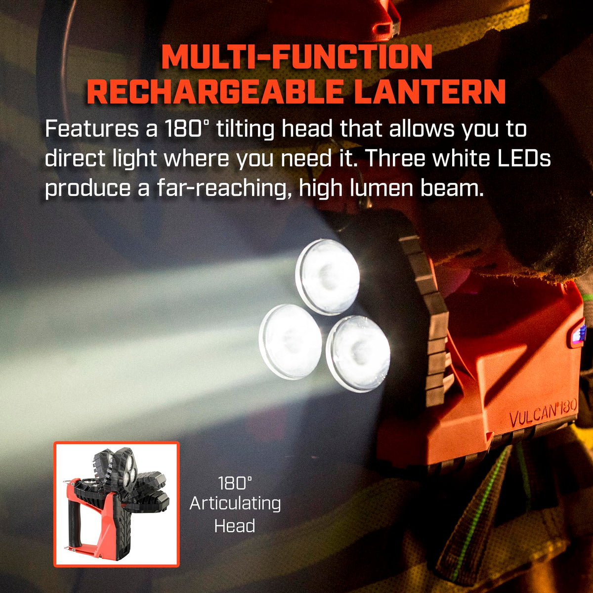 Streamlight 44311 Vulcan 180 LED Rechargeable Lantern AC/DC Charger 1200 Lumen, Orange - 1200 Lumens