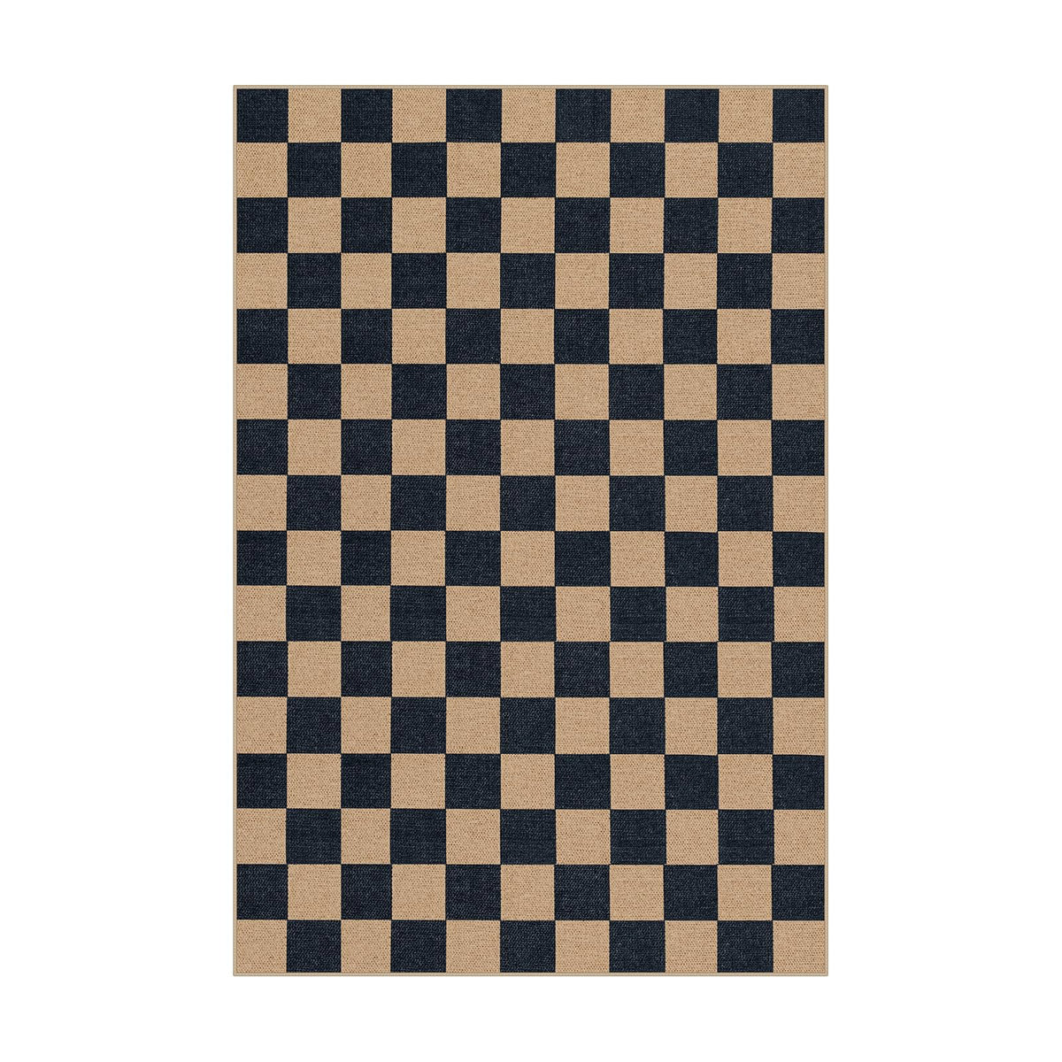 Lahome Colette Checkered Easy Jute Carpet, Washable Area Rug 6x9 Neutral Outdoor Patio Rug, Farmhouse Checkerboard Non Slip Non Shedding Floor Carpet for Dining Living Room Deck Sunroom