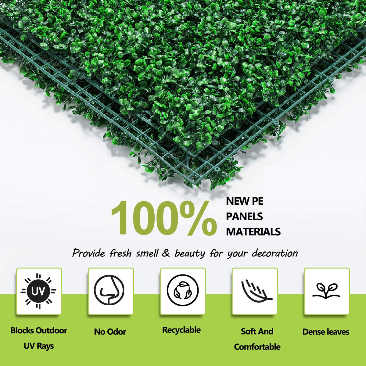 AOKIE 20"X20" Artificial Grass Wall, 24Pcs Boxwood Hedge Wall Panels UV-Anti Grass Backdrop Wall Decor, Greenery Privacy Hedge Screen for Indoor Outdoor Patio Balcony, Party Garden Fence Decor