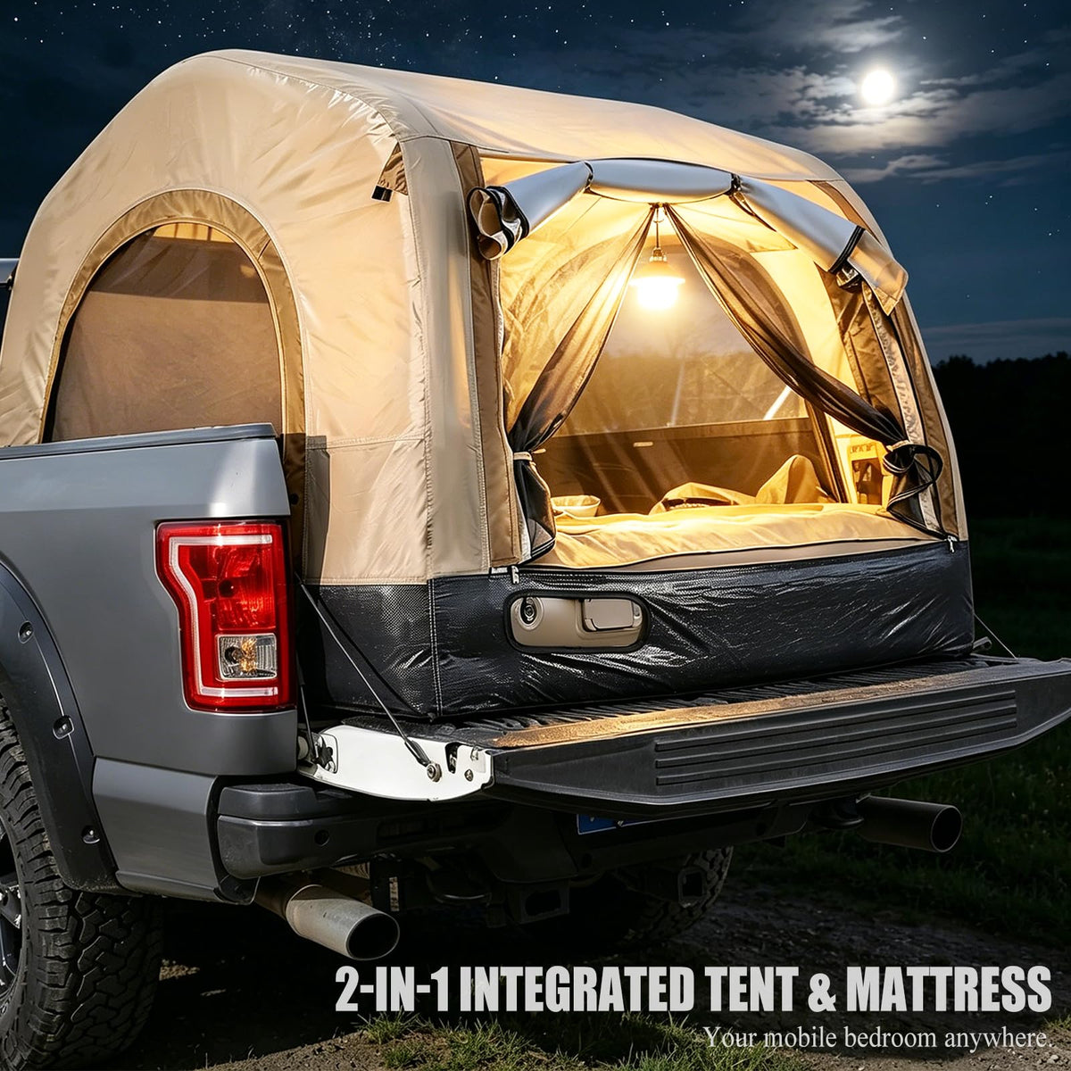 MIRUNNY Truck Bed Tent for 5.5ft-6.7ft,Auto Inflate Deflate Built in Wireless Rechargeable Air Pump,Waterproof Pickup Tent Air Mattress Camping for Ford F150, Silverado