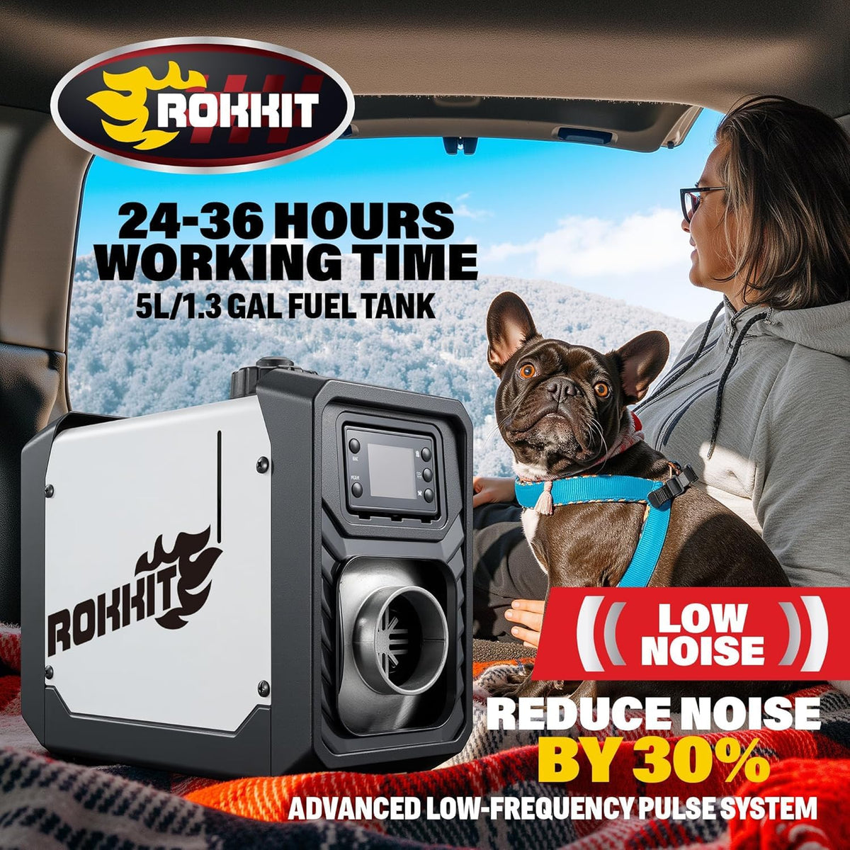[2026 Version] ROKKIT 8KW Diesel Heater, 110V/12V All-in-One Diesel Air Heater, Portable Diesel Heater with LCD Monitor & Remote, Fast Heating Low Noise Diesel Parking Heater for Tent, Car, RV, Camper