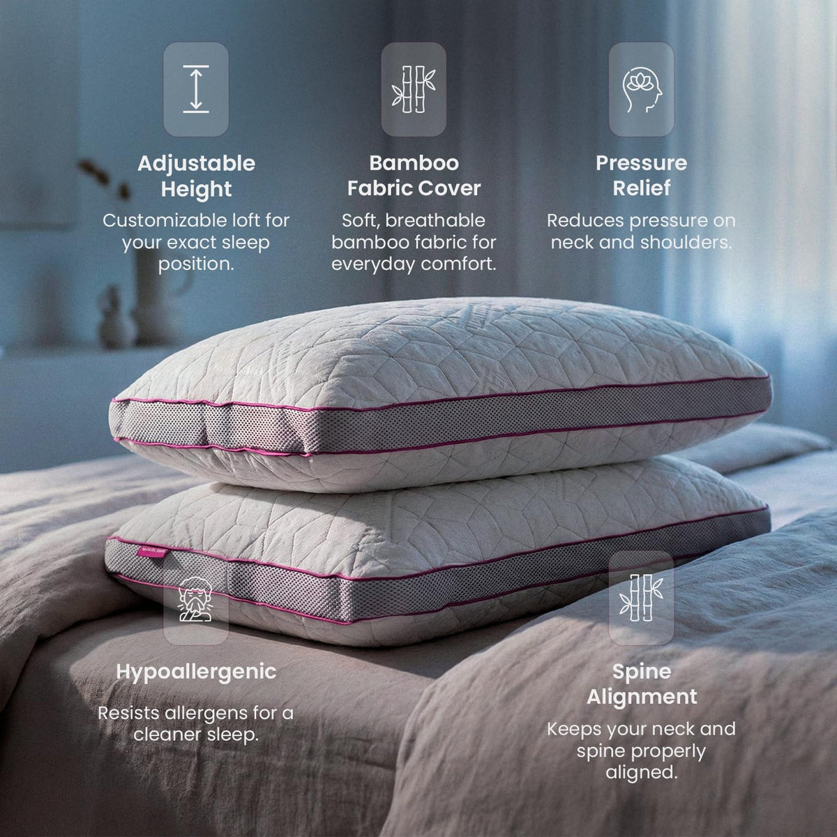 IWS SnowTouch® Adjustable Pillow, Neck Support, Bed Pillows for Sleeping, Gel Cross Cut Memory Foam for Side Sleepers (King (Pack of 1))