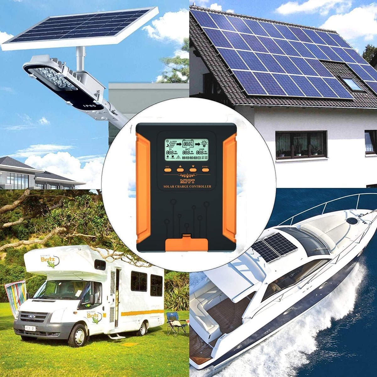 SolaMr Updated 60A 180V MPPT Solar Charge Controller 12V/24V/36V/48V, LCD Screen Solar Panel Controller for Gel Sealed Flooded and Lithium LiFePO4(CM60A)