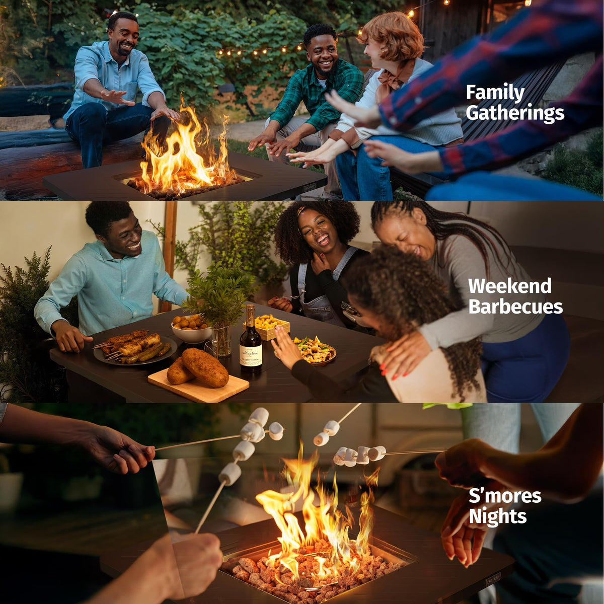 East Oak 28” Outdoor Propane Fire Pit Table | 52,000 BTU Gas Fire Pit for 2-4 People with Space-Saving Hock Lid, Mesh Pocket & Lava Rocks | CSA Certified Safe for Patio, Deck, Backyard, Black
