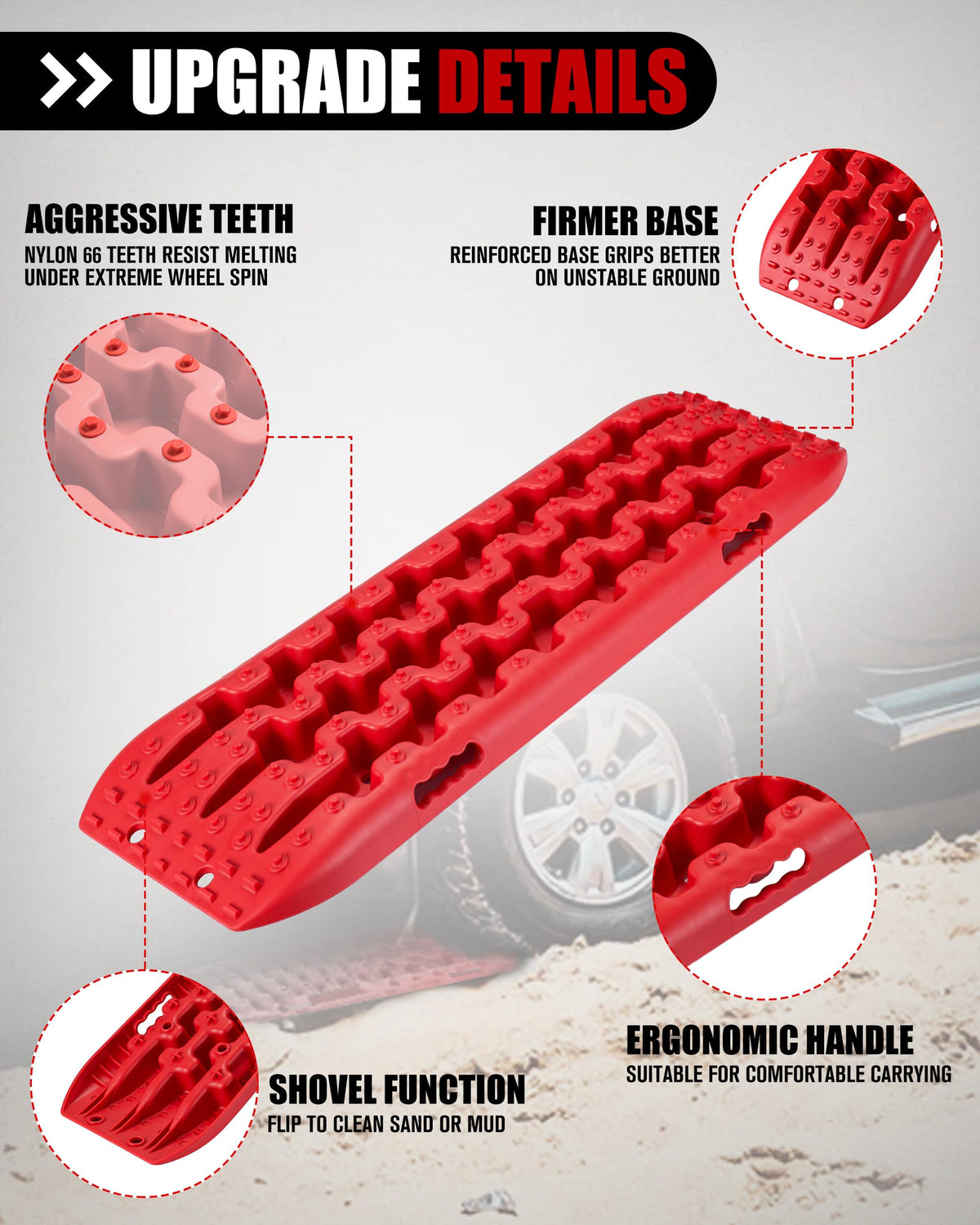 FieryRed Traction Boards Offroad, Recovery Boards with 2 Leashes and Carry Bag, Recovery Track Board Mounting Kit