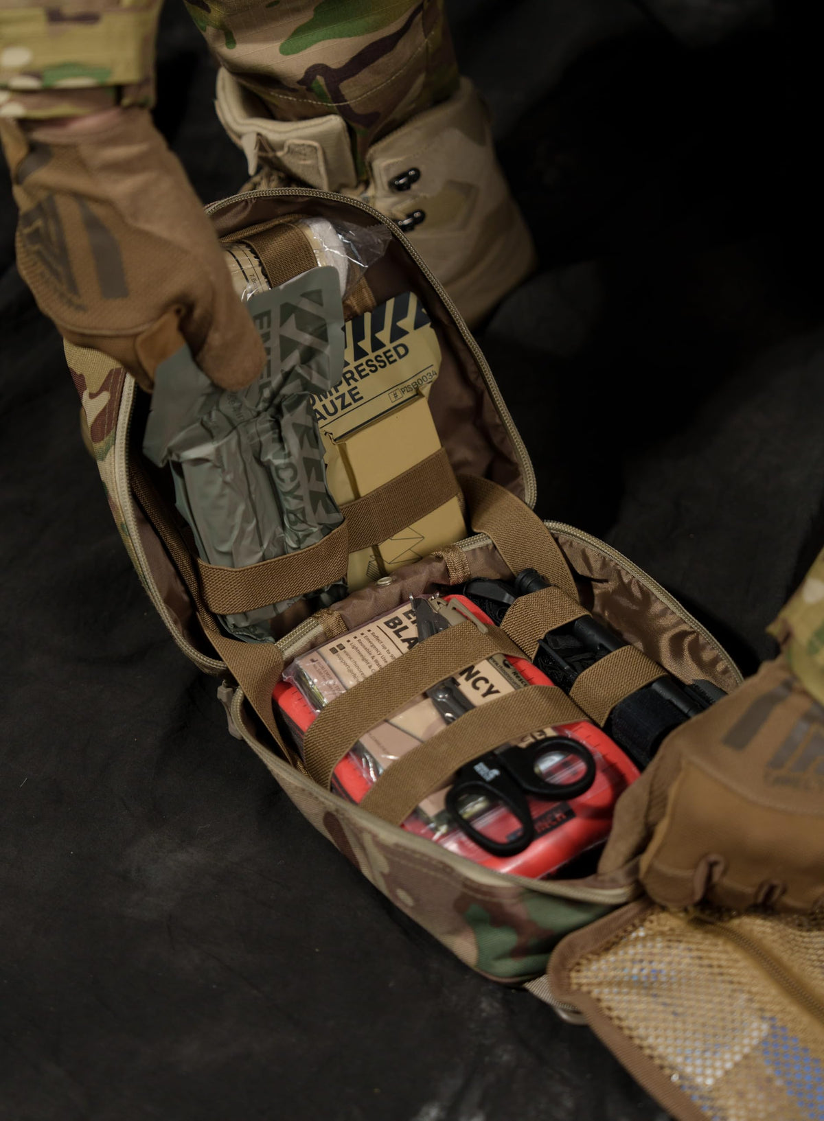 RHINO RESCUE IFAK Trauma Kit with C-A-T Tourniquet for Wound Care, Tactical First Aid Kit Molle Pouch for Military, Combat, Car, Camping, Hiking, Travel(Camouflage)