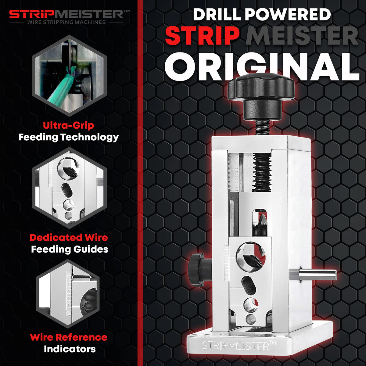 StripMeister Original & E250 Feeder Replacement, E250 Blade Replacement Kit, and Drill-Powered Wire Stripper Machine - Ultra-Grip Replacement Feeder, Manual Wire Stripping Made Easy