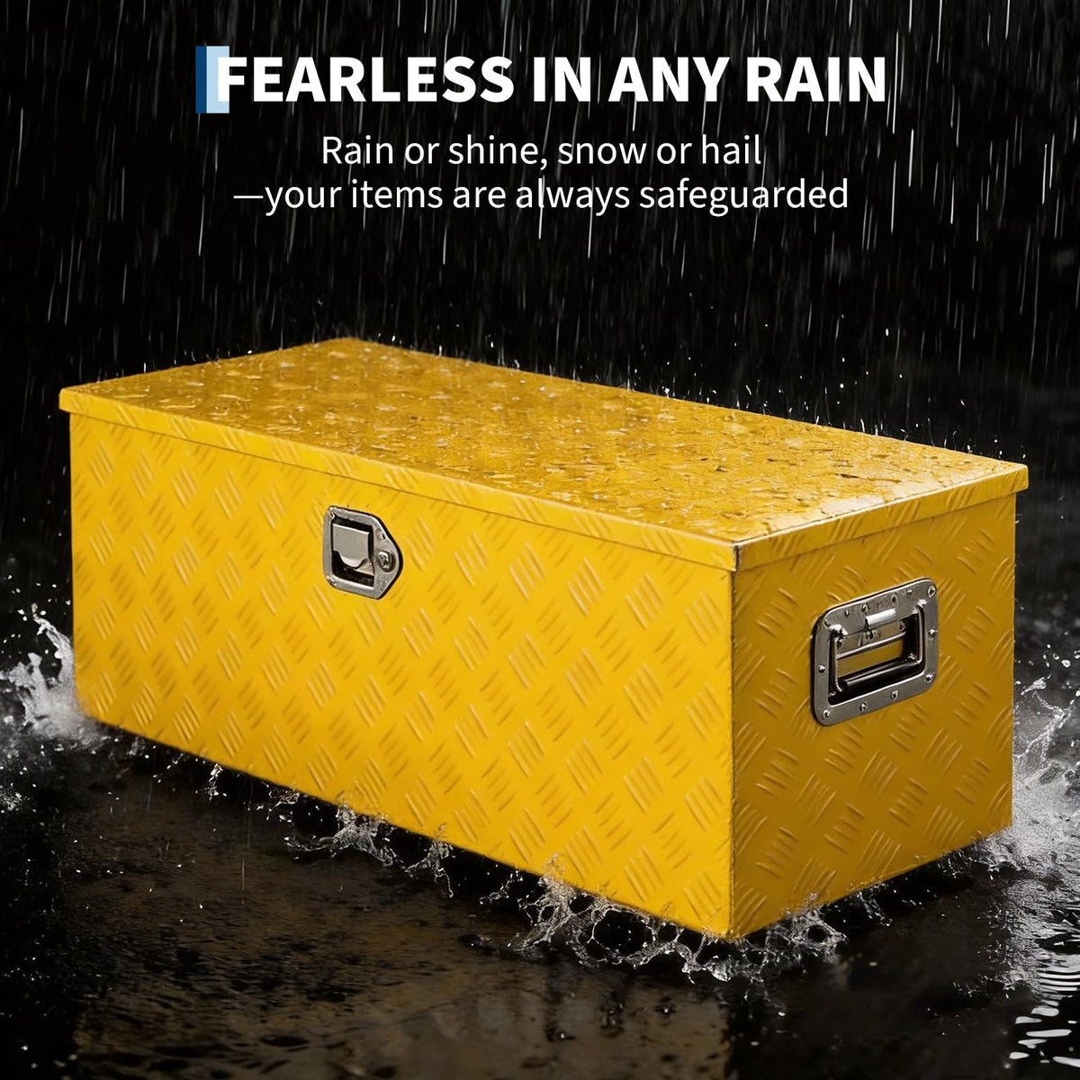 Truck Bed Tool Box Aluminum with Lock and Keys, 30x15x15 Inch, Weatherproof Storage Chest Organizer, Side Handles, Gas Strut Lid, Large Capacity Heavy Duty Steel Metal Tool Box for Pickup, Trailer, RV