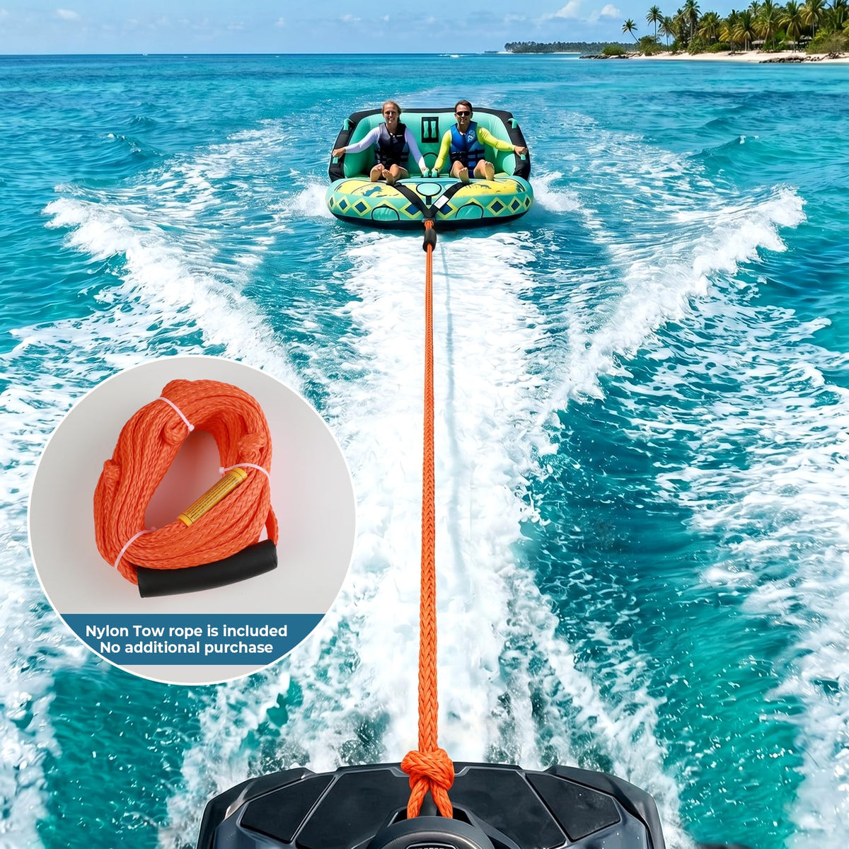 SMOOL Towable Tube for Boating, 1-4 Rider Inflatable Boat Tube with Heavy Duty 840D Nylon Cover, 0.7mm+ High-Elasticity PVC Bladder and Nylon Tow Rope Included
