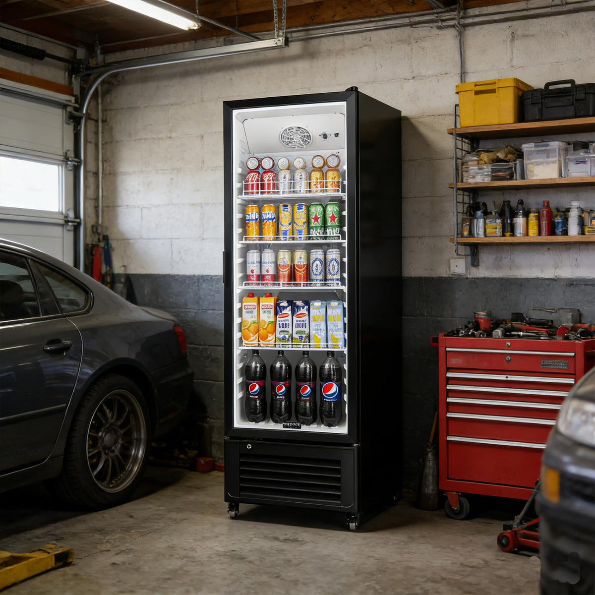 BODEGACOOLER Commercial Beverage Refrigerator and Cooler, 11.5 Cu.Ft Commercial Refrigerators Glass Door Fridge for Bar, drink, Commercial Merchandiser Refrigerator with 312 cans & 192 bottles.