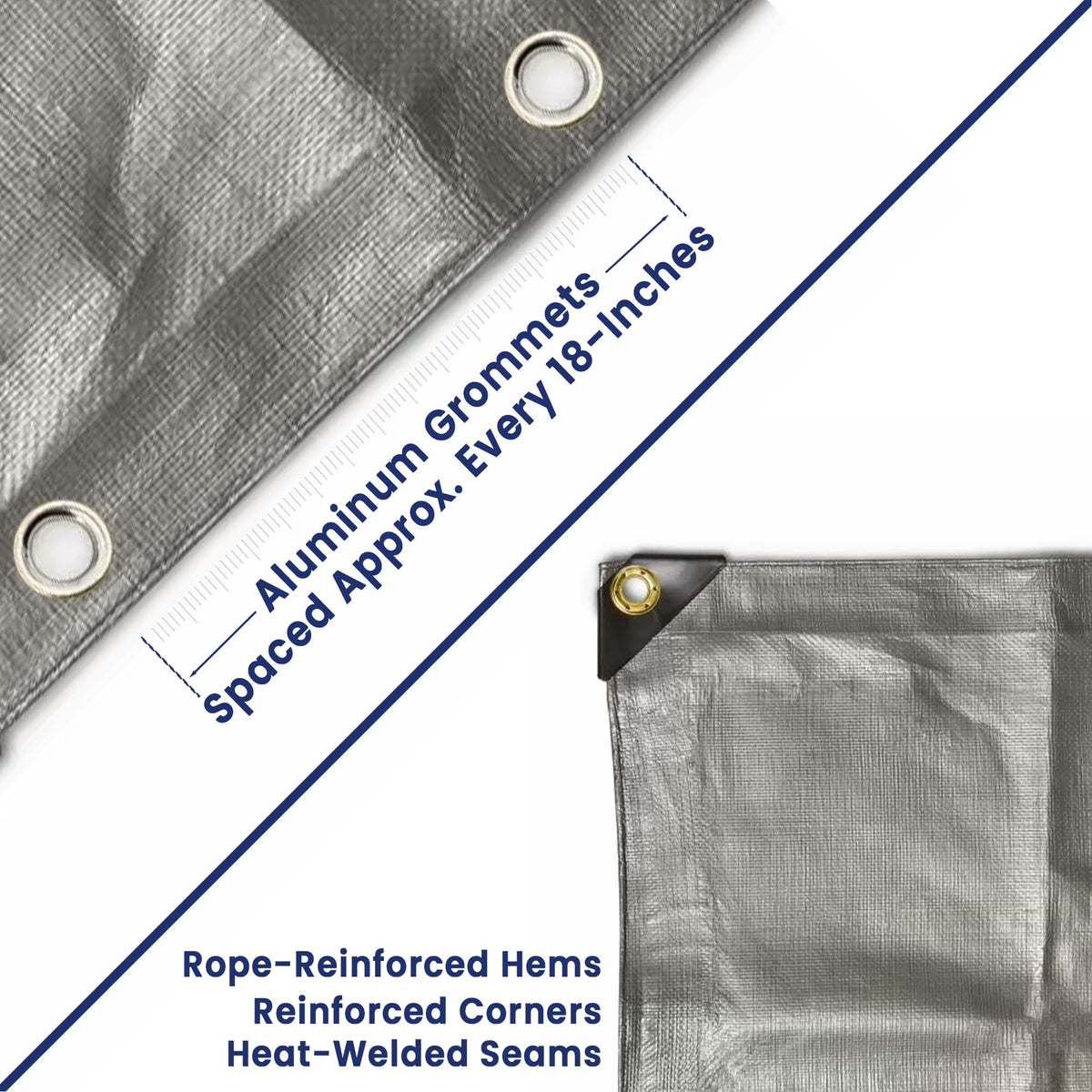 Tarps Now 20x30 ft Heavy Duty Plastic Tarp (Poly Tarp)|12 MIL Waterproof Cover|Rip & Tear-Resistant|Rustproof Grommets & Reinforced Edges|Ideal for Roof, Camping, Tent & Outdoor Protection - Silver