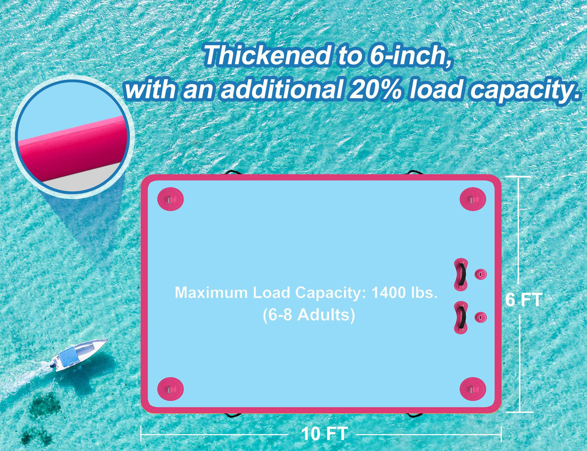 Inflatable Floating Dock for Lakes, Thick and Extra Wide Lake Floats for Adults, Non-Slip Air Dock Platform with Portable Carrying Bag, Floating Platform Island for Pool Beach Ocean