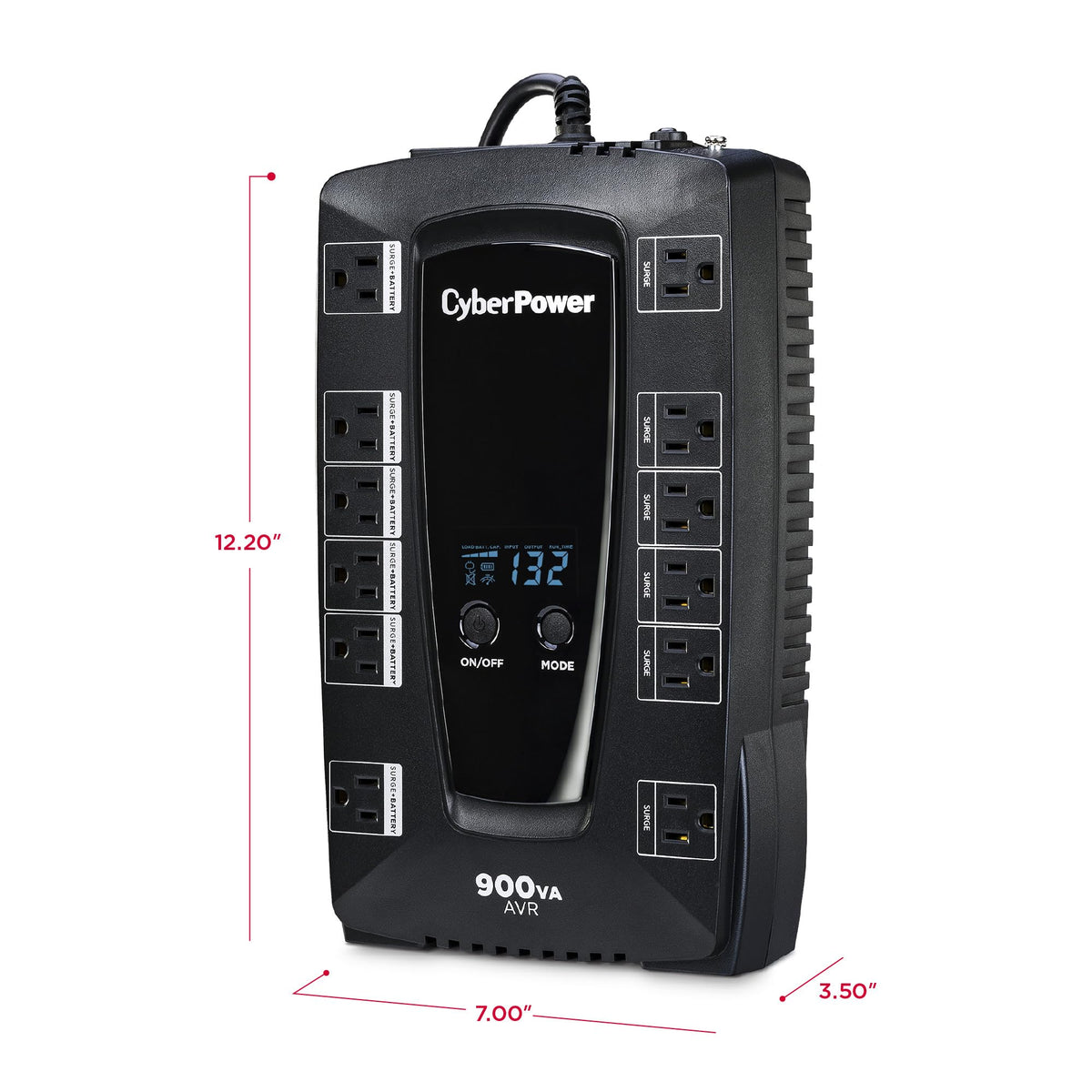 CyberPower AVRG900LCD Intelligent LCD UPS Battery Backup and Surge Protector, 900VA/480W, 12 Outlets, AVR, Compact, UL Certified