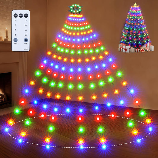 Meknow Christmas Tree Lights 400 LED Multicolor Outdoor Indoor with Remote, Timer, 8 Light Modes, 6Ft-9Ft Decorations