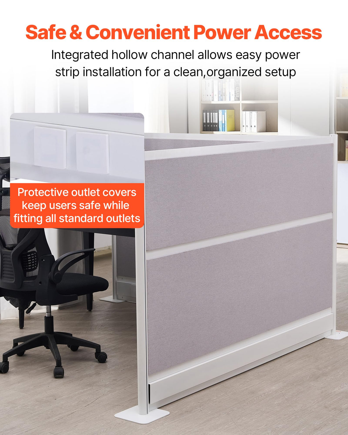 VEVOR Office Divider Privacy Partitions, 2-Pack, 72" x 48" Room Divider Walls, PET Workstation Cubicle Partition with Outlet Covers, Freestanding Privacy Panels for Office Library School