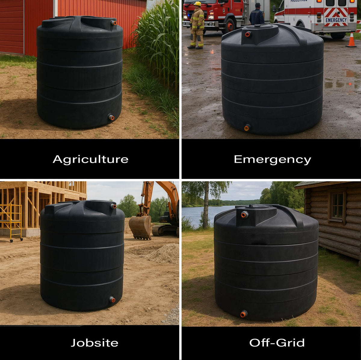 Elkhart Plastics 2500 Gallon Vertical Water Storage Tank, Plastic Water Tank for Collection, Holding, and Storage, UV-Resistant, for Rainwater Harvesting, Agricultural, RV, Emergency, and General Use