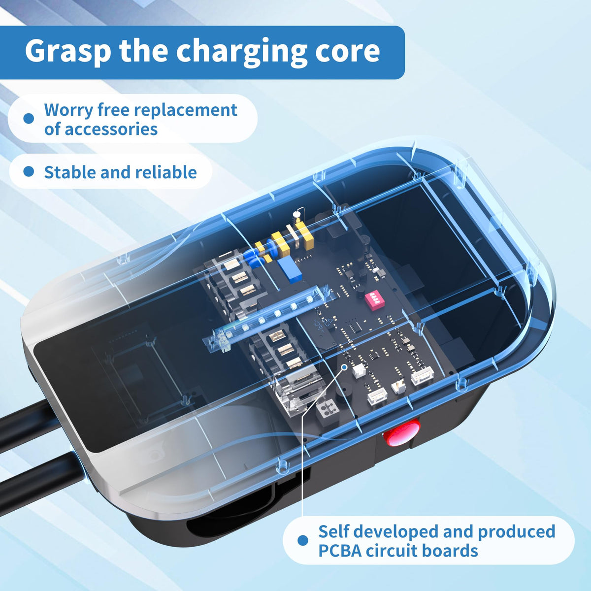 VEIPHLOX Level 2 EV Charger 40A (9.6kW), 240V J1772 Charging Station with NEMA 14-50P Just Plug & Charge (No App Needed). Zero Light Pollution: LED Remains Off in Standby (Auto-On During Charge)