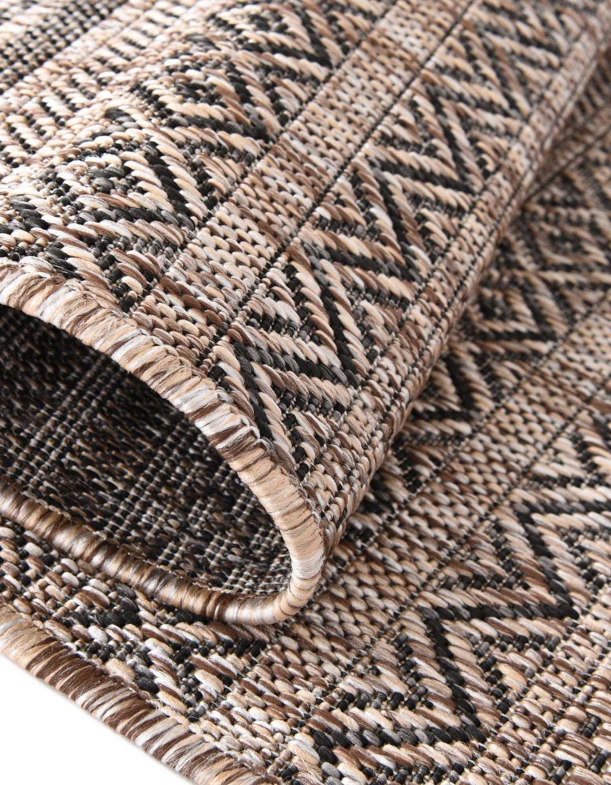 Unique Loom Outdoor Striped Collection Area Rug - Maia (7' 10" Square, Natural/Black)