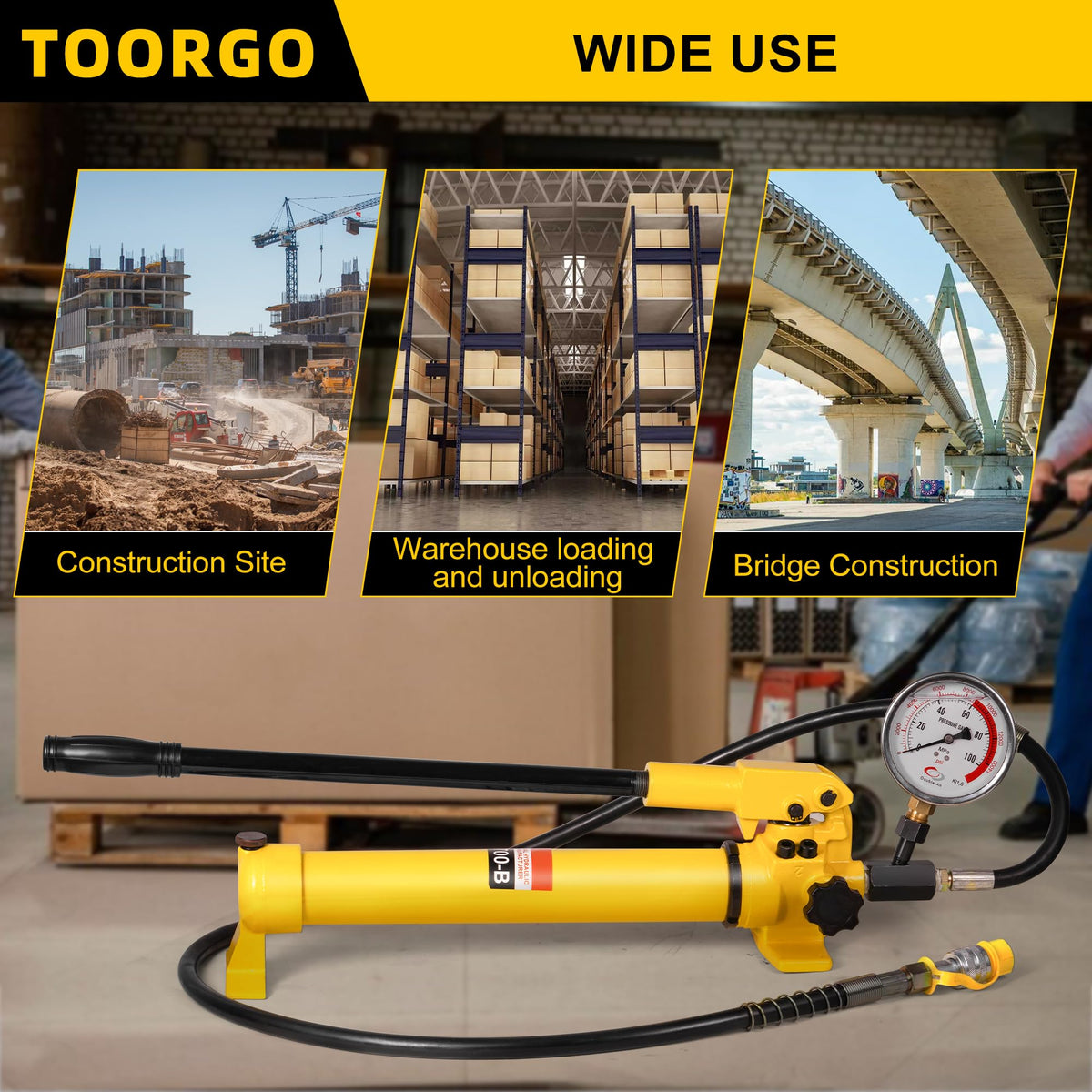 TOORGO CP-700 Hydraulic Hand Pump with Oil Gauge,Hand Operated Pump Manual Pump Hydraulic Pump for Lifting Cylinders
