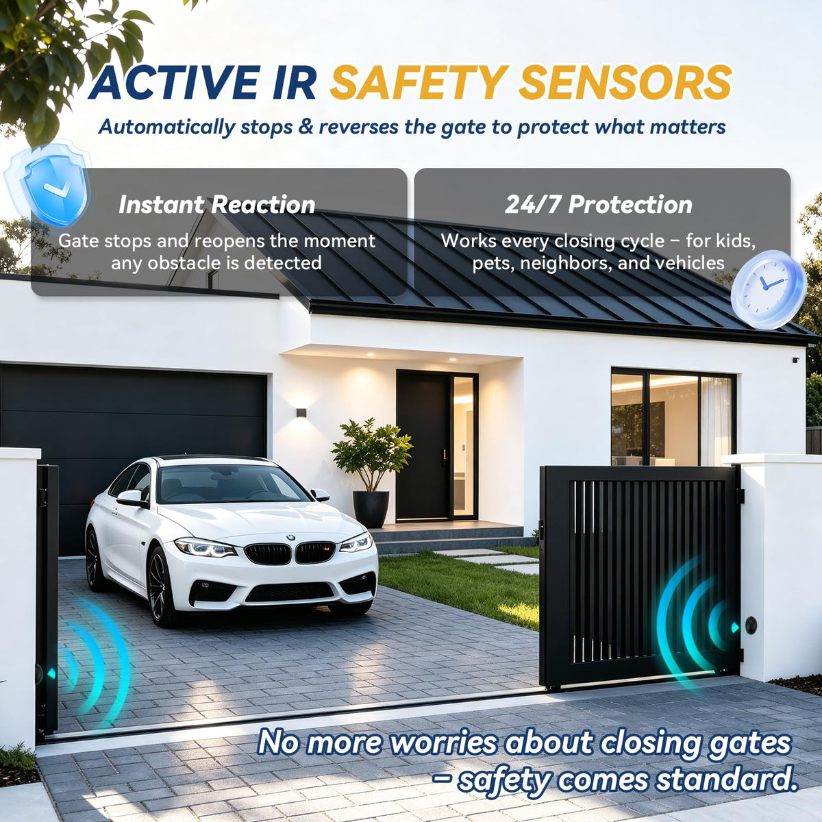 1300lbs Solar Sliding Gate Opener Chain Drive with Built-in Backup Battery, WiFi Remote Control, IR Sensor, Automatic Gate Motor for Heavy Driveway Slide Gates, Off-Grid Operation with Solar Panel