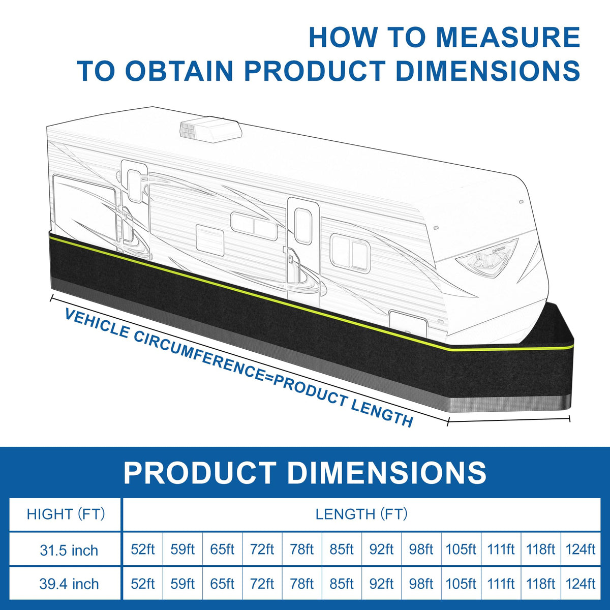 Rv Skirting for Winter Camper Insulated Skirt for Travel Trailer 5th Wheel Motorhome & Class A/B/C,High-Density Fiberboard Mesh, Windproof Snow Proof,High 31.5 Inch/85 FT