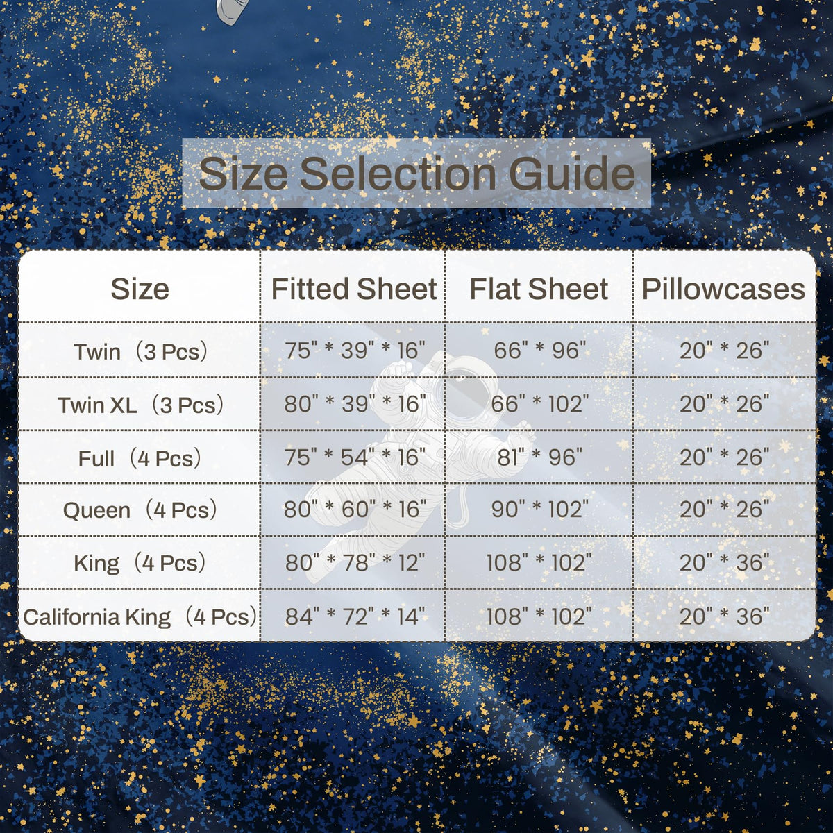 Astronaut Bedding Set 4 Pcs Boys Space Galaxy Queen Sheets