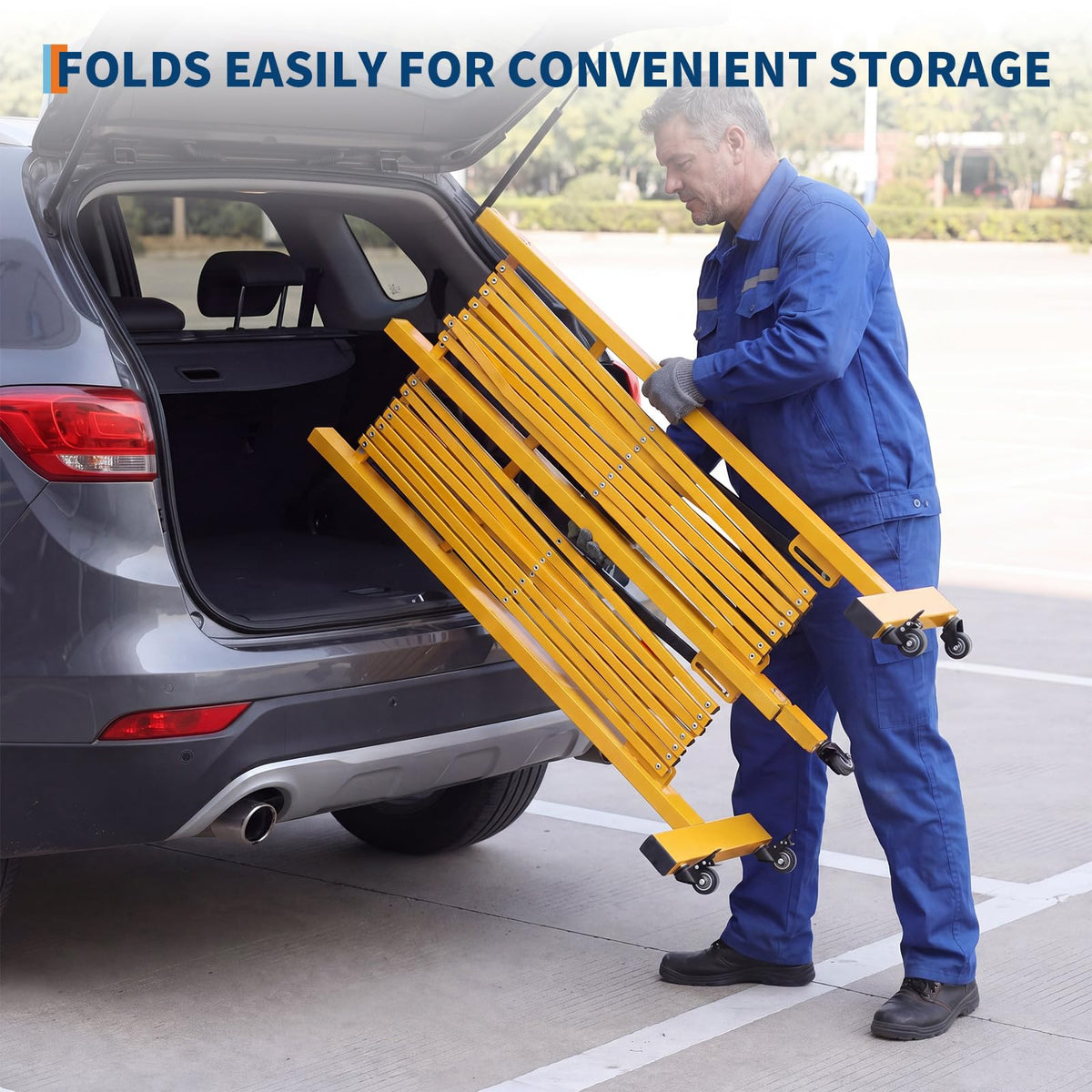 23FT Metal Expandable Mobile Barricade,Industrial Folding Security Gate Driveway Gate, Retractable Retractable Gate Outdoor,Folding Safety Barricade with Casters