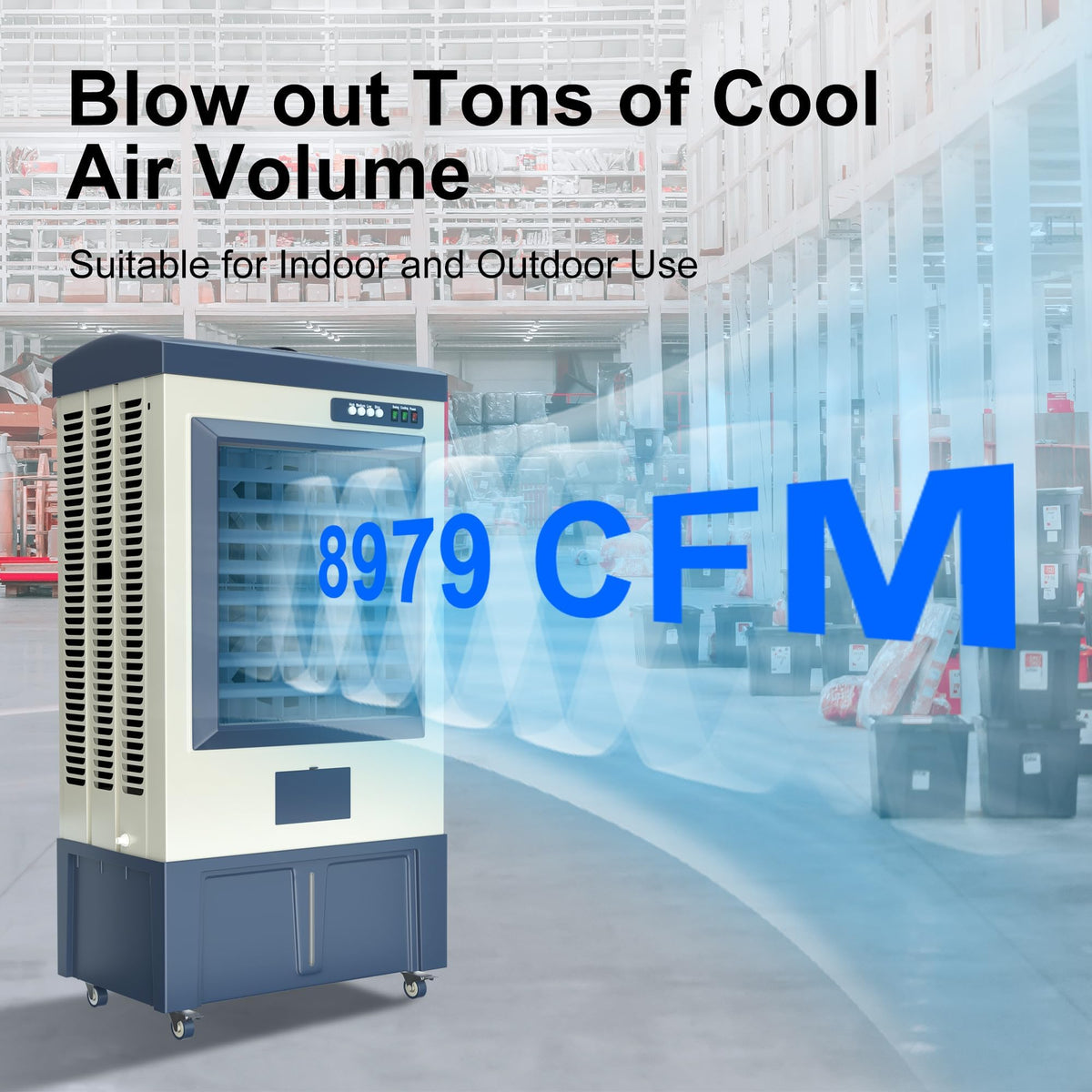 Uthfy 8979 CFM Swamp Cooler, 58" Evaporative Air Cooler with 36 Gal Water Tank, 5 Ice Box, 120° Oscillation, Portable Air Conditioner with 3 Speeds, Outdoor Cooling Fan for Garage, Patio, Factory Use