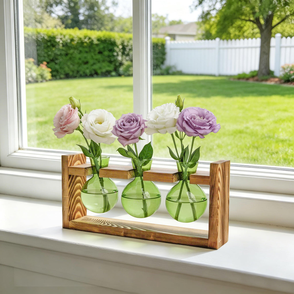 XXXFLOWER Glass Plant Terrarium Propagation Station, Gifts for Mom Plant Lovers Wife Daughter, 3 Bulb Glass Vase Plant Terrarium Tabletop for Hydroponics Home Office Indoor Decor (Green)