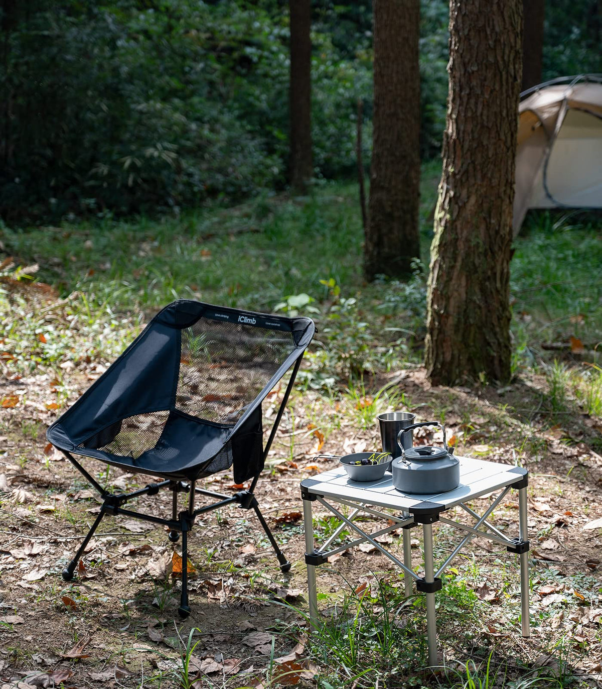 iClimb 1 Folding Table and 2 Anti-Sinking Folding Chair Bundle, Ultralight Compact for Adults Outdoor Beach Backpacking Hiking Camping Concert