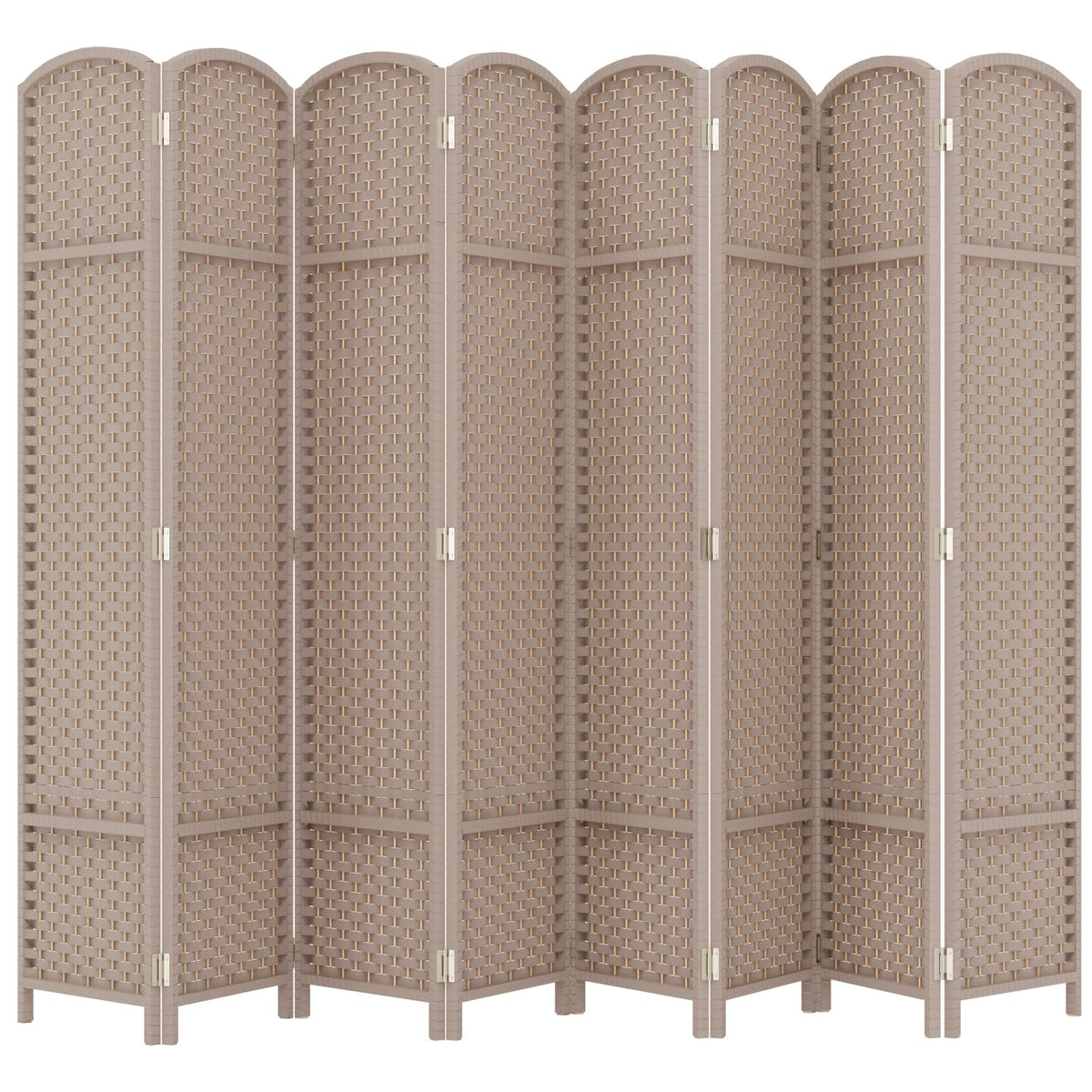 Room Divider 8 Panel Screen 5.6 Ft Tall Partition Room Dividers Beige Privacy Screens Folding Room Separation Free Standing Waterproof Wood Frame Wall Divider