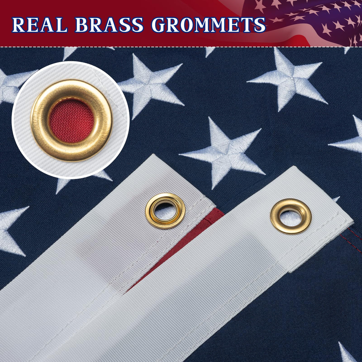American Flag 10x15 Ft Indestructible Outdoor, Longest Lasting, Heavy Duty, TearProof Polyester, Fade Resistant, High Wind US Outside Flags with Embroidered Stars, Sewn Stripes, Brass Grommets