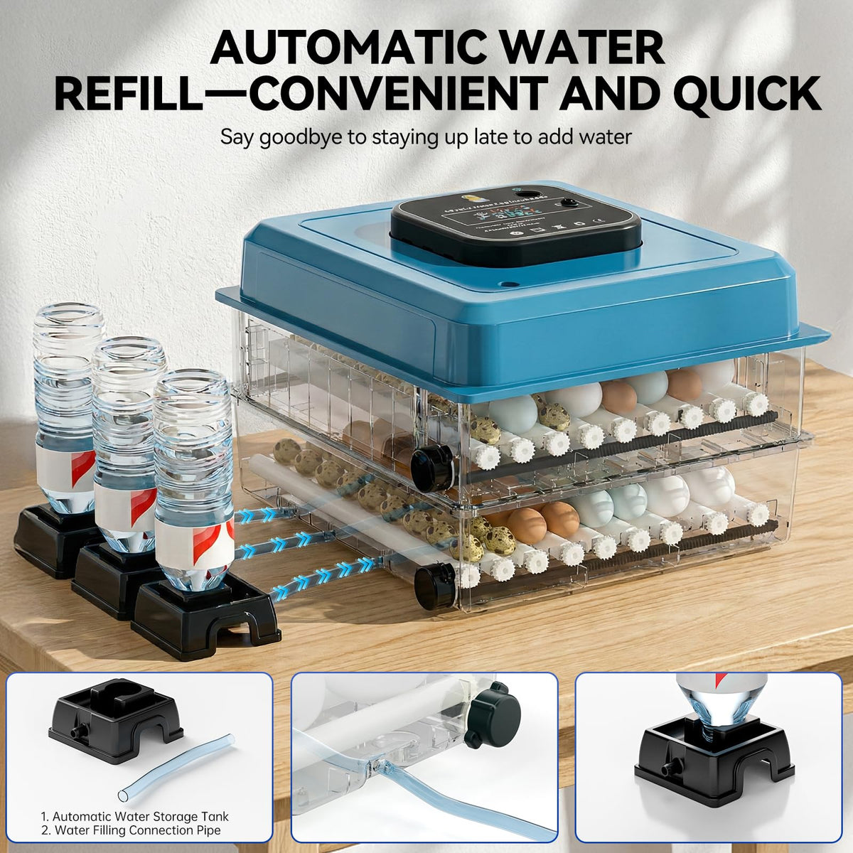 Incubators for Hatching Eggs, 136 Eggs Incubator Digital Poultry Hatcher with Auto Egg Turning, Temp & Humidity Display, 5 Modes, Day Counter & Egg Candler for Chicken/Duck/Goose/Quail