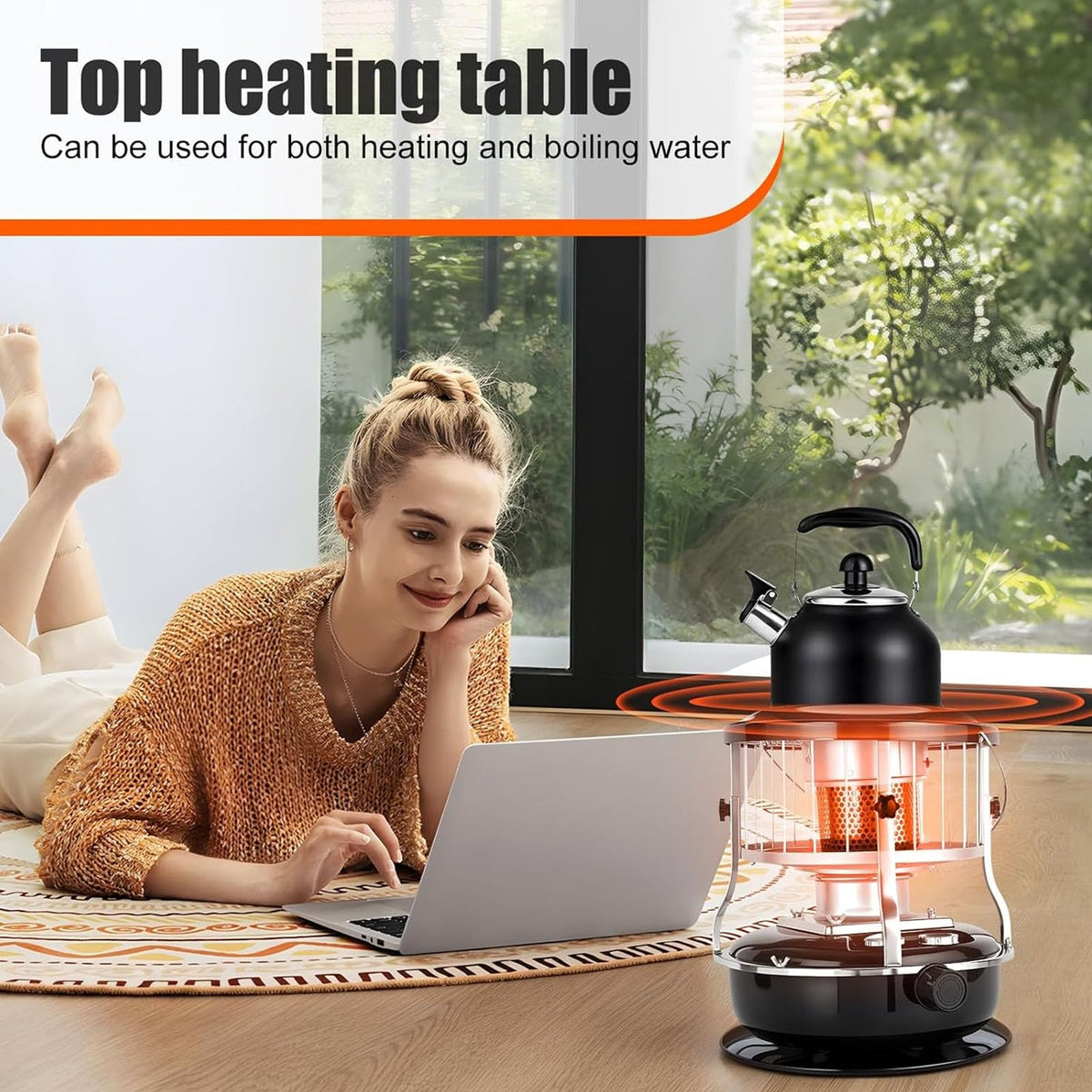 Denash 2 in 1 Portable Kerosene Heater & Stove, 9000 BTU Non-Electric Indoor Outdoor Heater, Portable Kerosene Heater with 4.6L Capacity for Home, Camping, Emergency Use