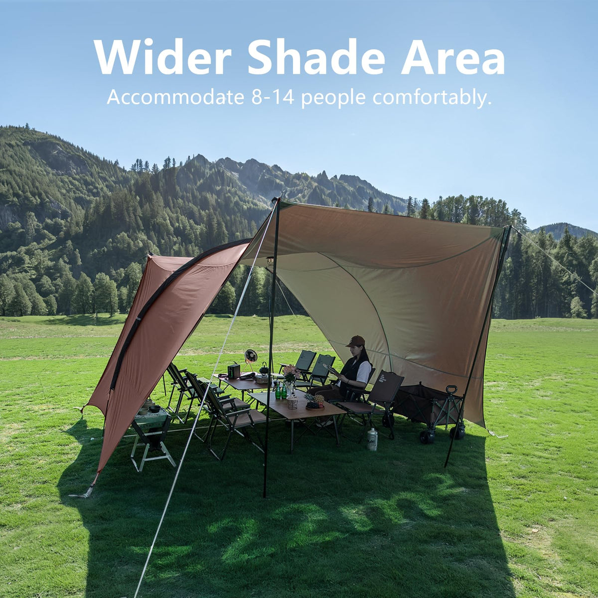 BISINNA Camping Tarp 18x13ft Car Awning Waterproof Hammock Rain Fly Sun Shade Rain Protection Canopy for Outdoor Beach Picnic