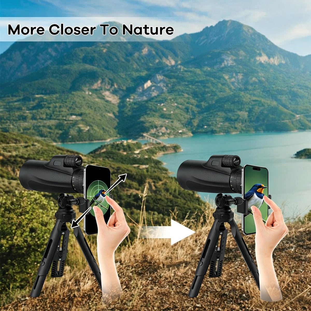 Monocular-Telescope 80x100 High Powered Monoculars High Definition for Adults High Powered with Smartphone Adapter Telescope Bird Watching Travel Camping Hiking