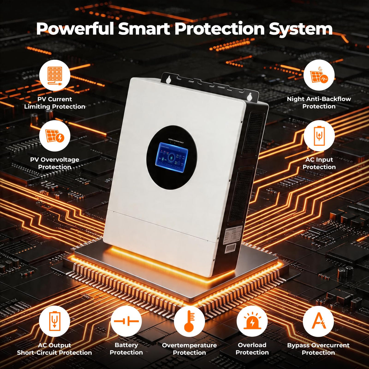 AuraSolar 8000W Hybrid Solar Inverter 48V DC to 120V/240V AC Split Phase, Pure Sine Wave Inverter Built-in MPPT 120A Charge Controller, Power Converter for Home Backup Off Grid Solar System