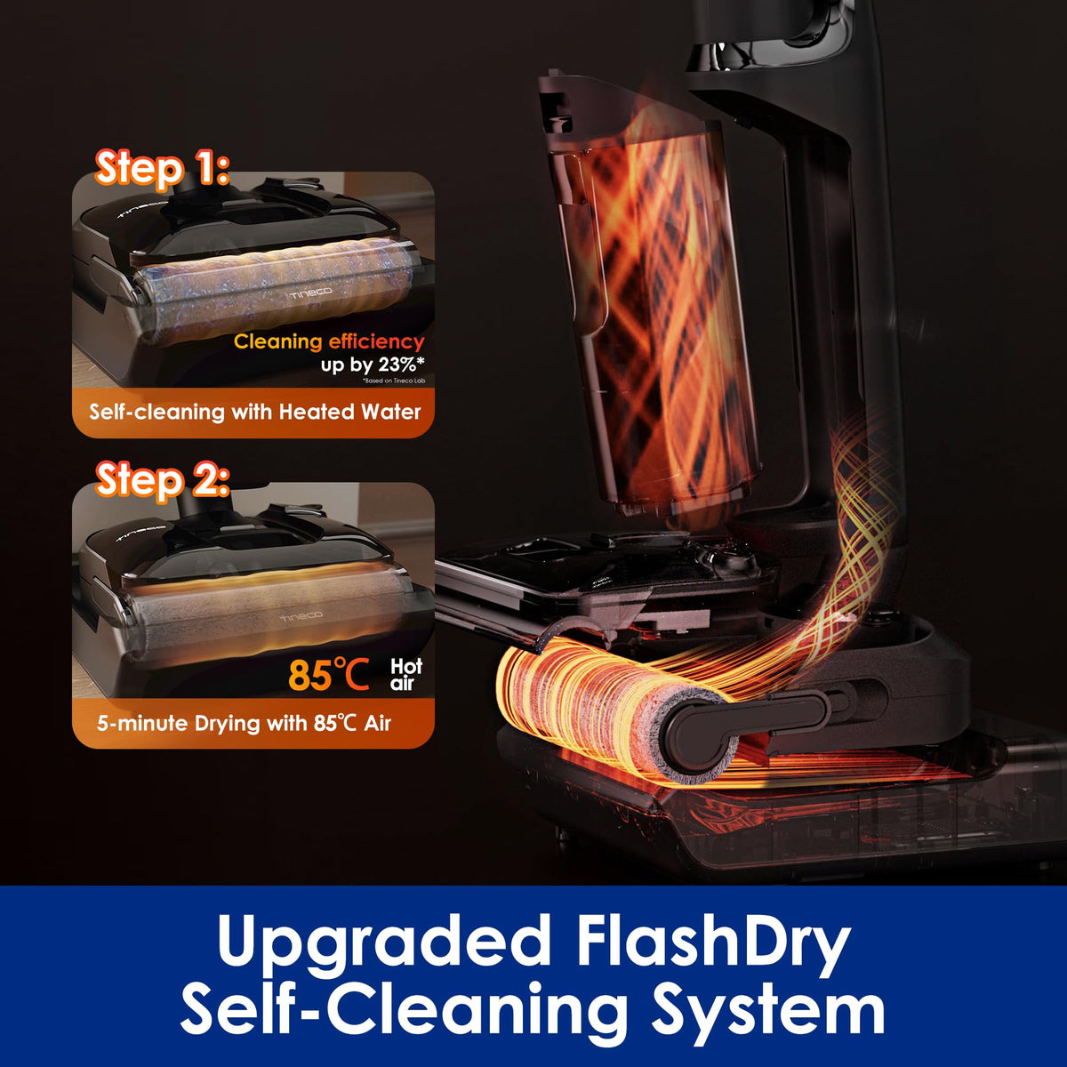 Tineco Floor ONE S7 Stretch Ultra Cordless Wet Dry Vacuum Cleaner, 180°Lay-Flat Anti-Tangle Design, 50 Minutes Runtime, 185℉ Flashdry Self-Cleaning, Dual-Sided Edge Cleaning Floor Cleaner