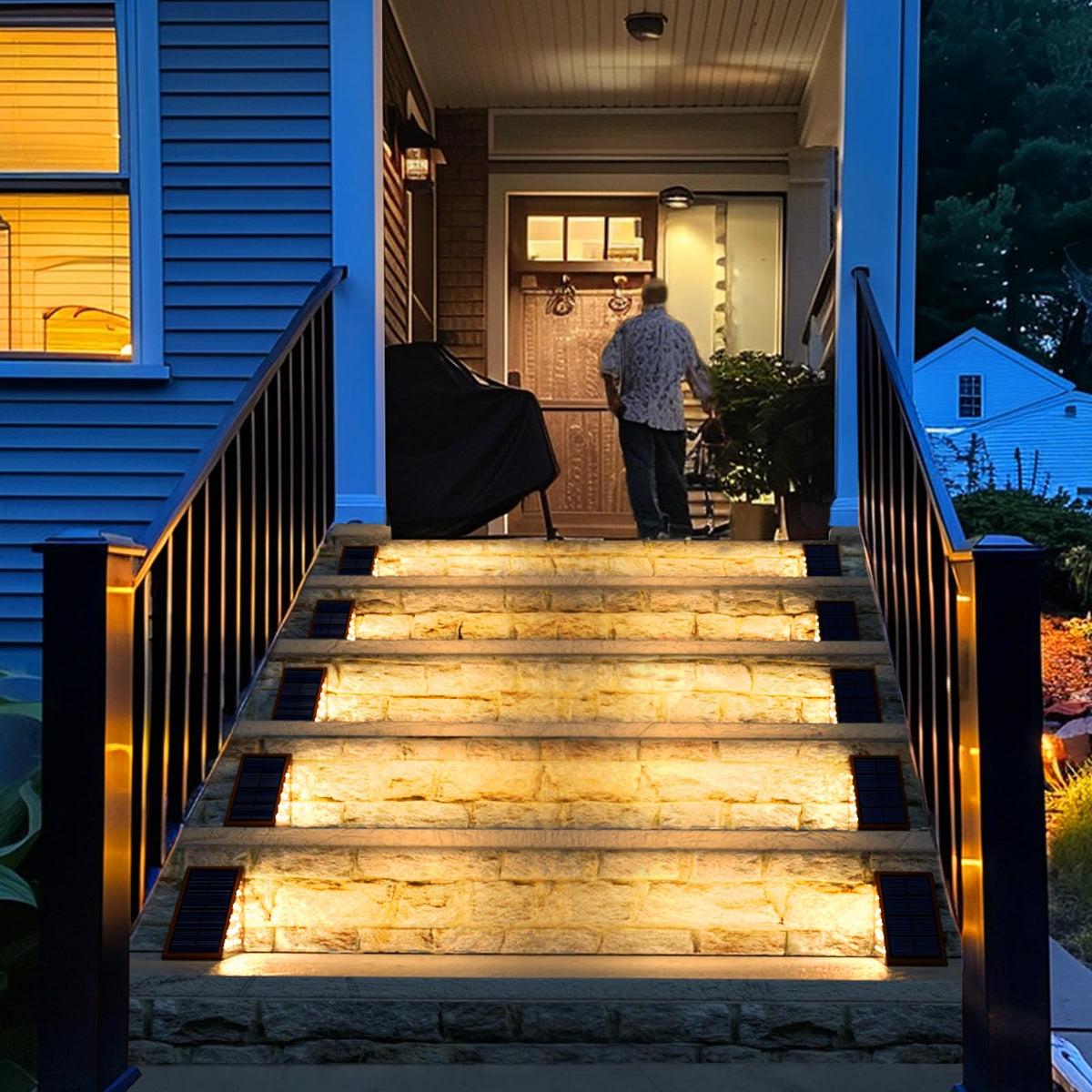 JOFIOS Solar Step Lights for Outside,24pack Solar Stair Lights Outdoor Waterproof IP67,Outdoor Deck Step Light,Solar Outdoor Lights for Staircase,Patio(Warm Brown)