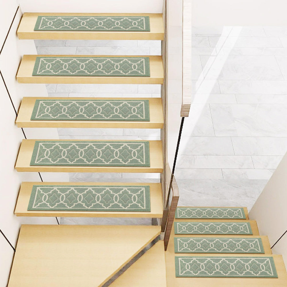THRILRUG 8" X 30" 7pcs Soft Machine Washable Stairs Carpet Non Slip Stair Treads Set Non-Skid Safety Rug Slip Resistant Indoor Runner for Wooden Steps Stair Runner Rugs for Kids 8 x 30 inch