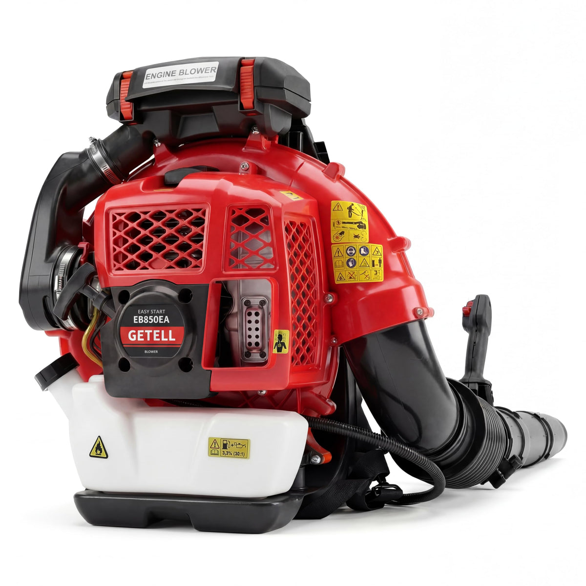 Getell 80cc Gas Backpack Leaf Blower, 900CFM 206MPH 2-Stroke Engine, Heavy-Duty Leaf & Snow Blower for Lawn, Garden & Commercial Use (Red)