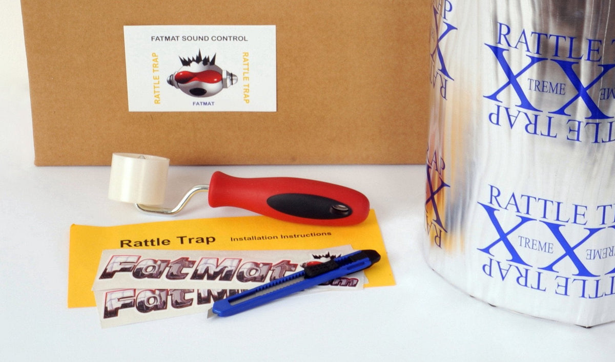 FatMat Self-Adhesive Rattletrap Sound Deadener Bulk Pack with Install Kit - 50 Sq Ft x 80 mil Thick