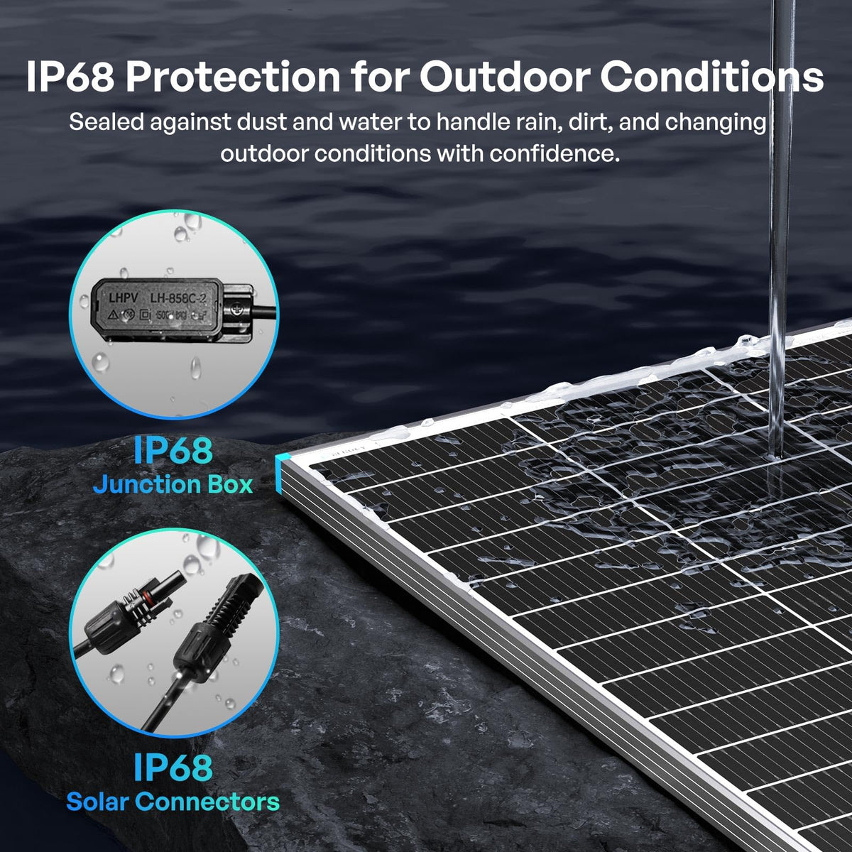 Renogy Bifacial Solar Panel 100W N-Type 16BB, 100 Watt Solar Panel with 25% High-Efficiency Solar Cell, Double-Side PV Module for RV Marine Rooftop Farm Battery and Other Off-Grid Applications