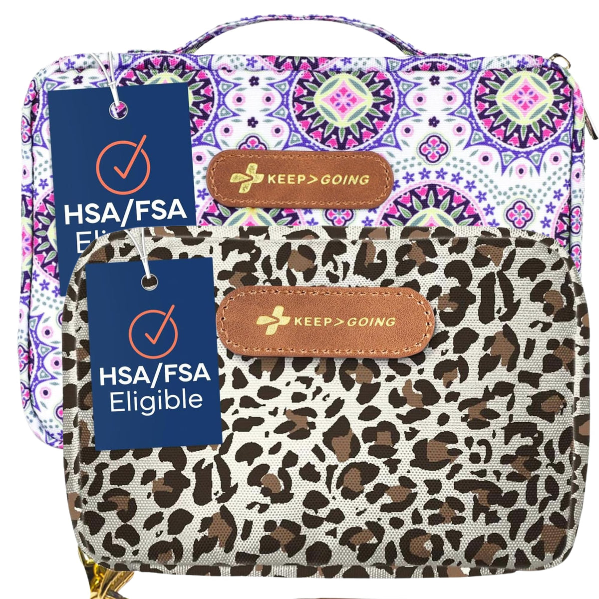 Keep Going Travel First Aid Kit Bundle of 2 Kits, First Aid Kit for Car, Home, Dorm, & Boat with Latex-Free Bandages – Travel Kit Bundle for Families