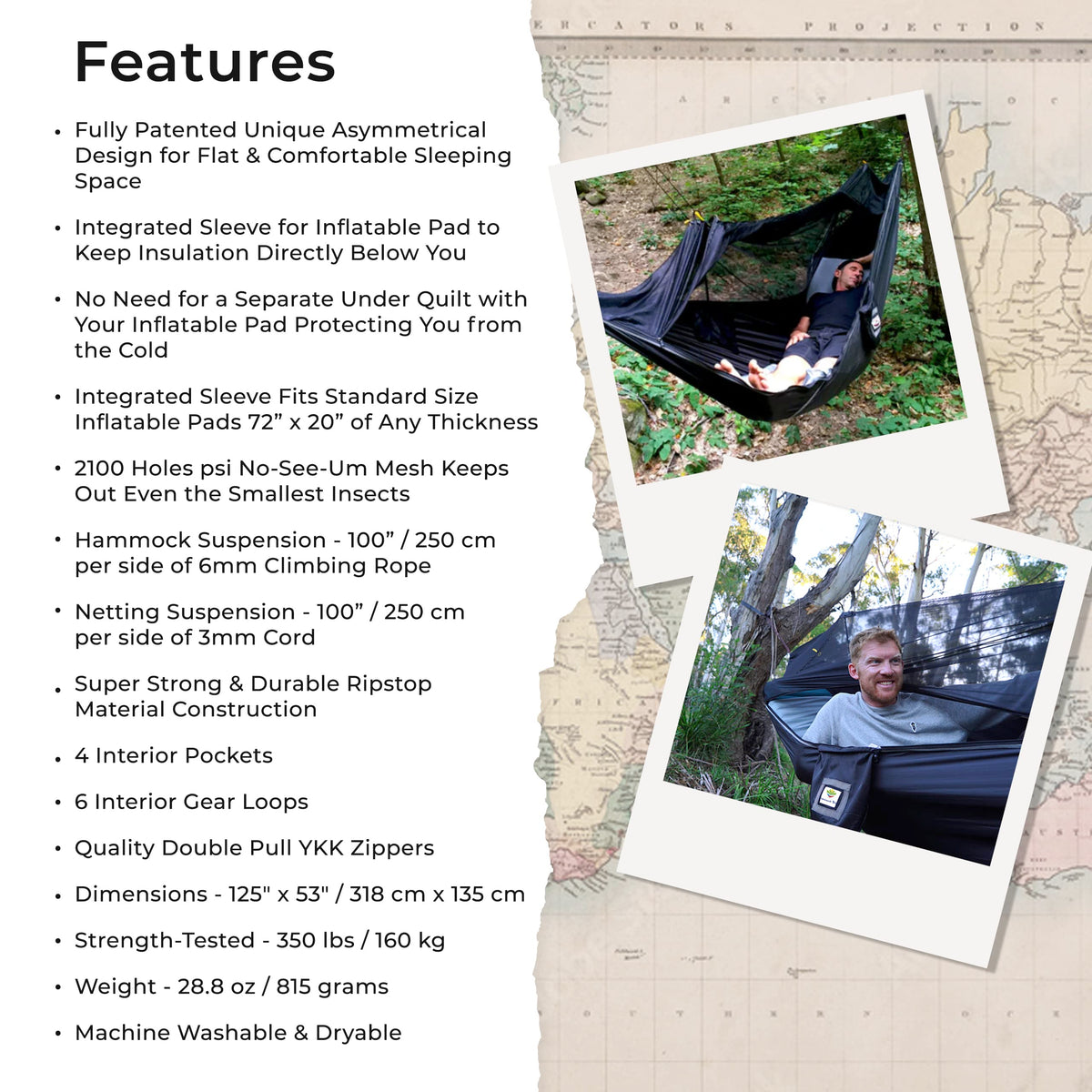Hammock Bliss Sky Bed Bug Free - Insect Free Hanging Tent That Hangs Like A Hammock But Sleeps Like A Bed - Unique Asymmetrical Design Creates An Amazing Lay Flat Camping Hammock Sleeping Experience