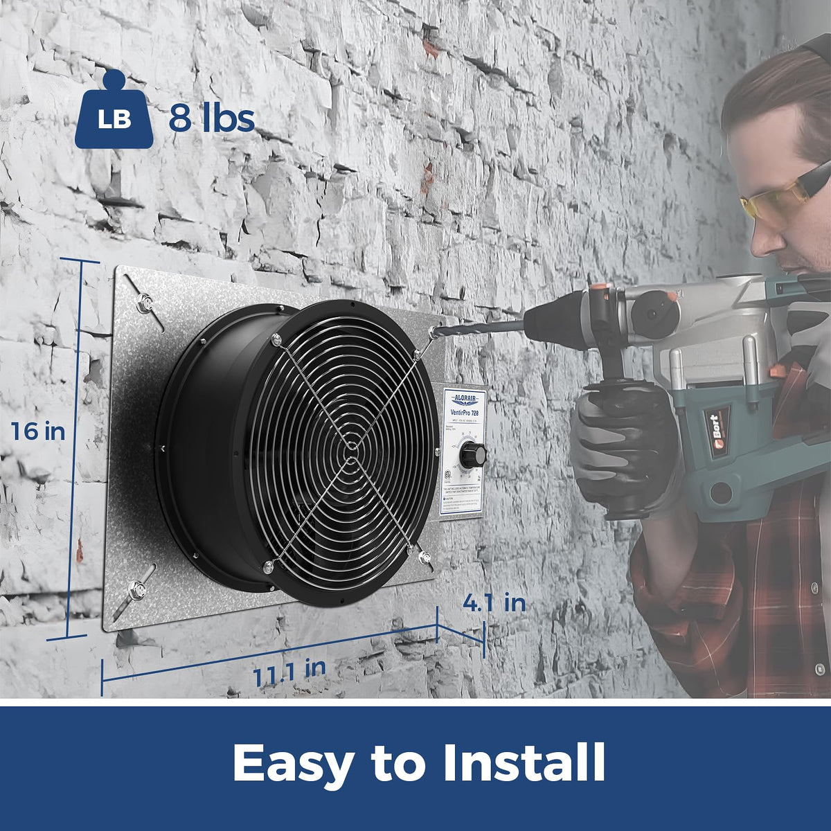 ALORAIR 720 CFM High Flow Powered Crawl Space Ventilation Fan, IP55 Rated 10" Basements Vent Fan with Freeze Protection Thermostat & Dehumidistat, for Crawlspace, Garage, Basements, Attic, Exhaust
